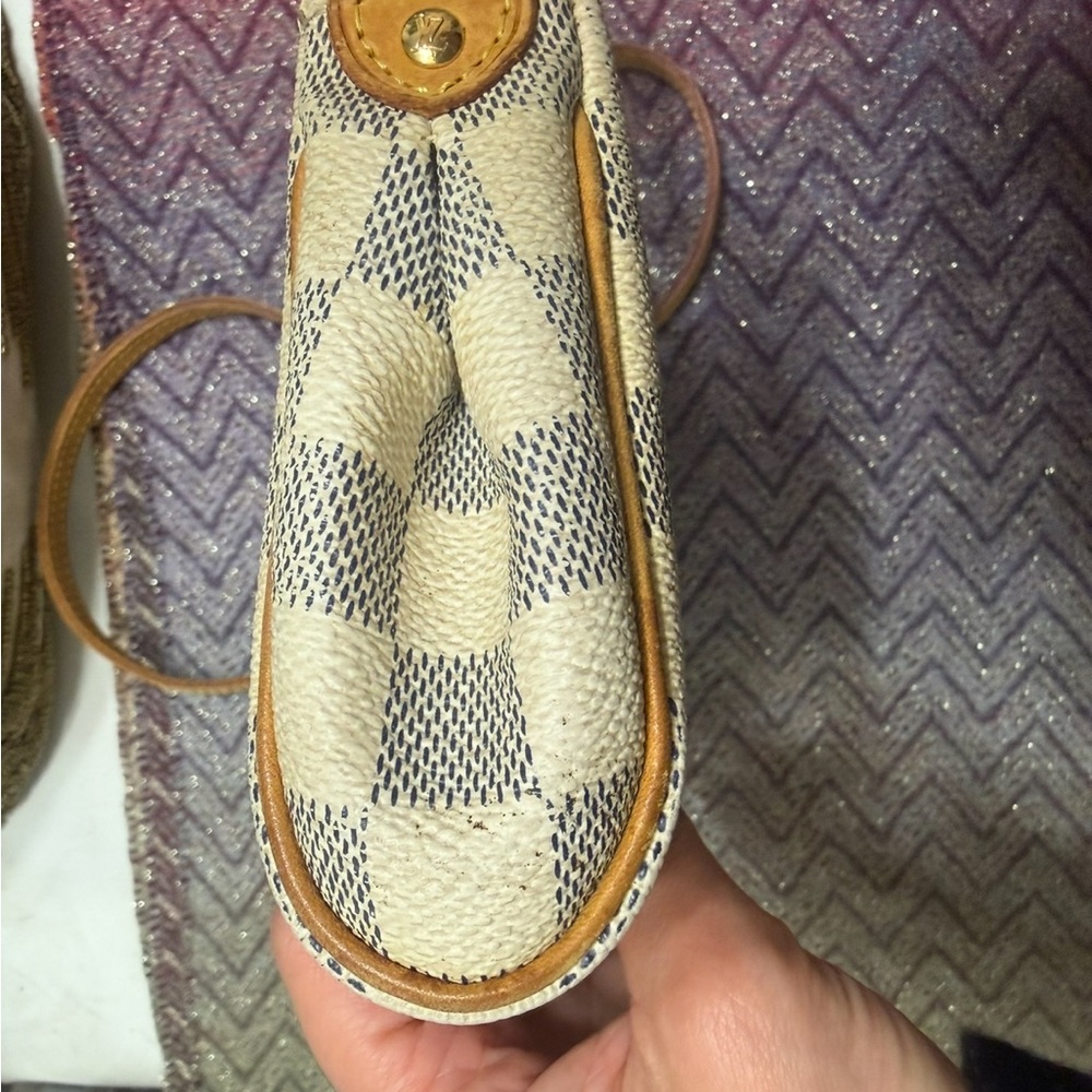 LOUIS VUITTON Damier Azur Canvas Eva crossbody Bag Cream/Grey checkered LV - Picture 11 of 11